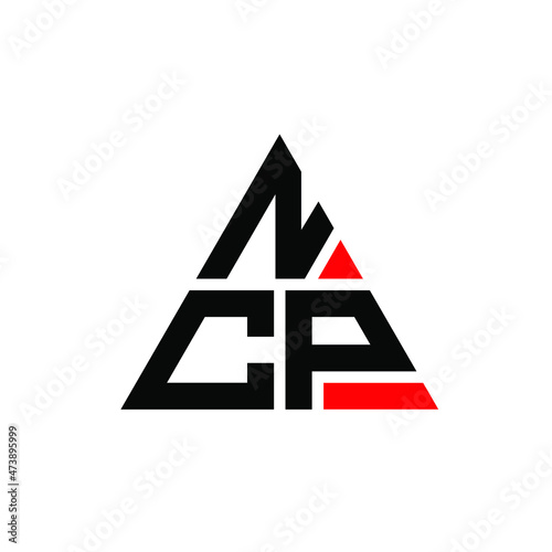 NCP triangle letter logo design with triangle shape. NCP triangle logo design monogram. NCP triangle vector logo template with red color. NCP triangular logo Simple, Elegant, and Luxurious Logo. NCP  photo