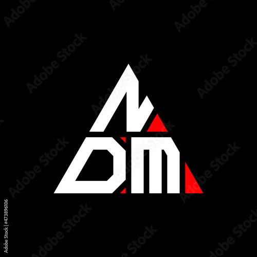 NDM triangle letter logo design with triangle shape. NDM triangle logo design monogram. NDM triangle vector logo template with red color. NDM triangular logo Simple, Elegant, and Luxurious Logo... photo