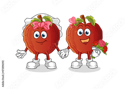 rotten apple wedding cartoon. cartoon mascot vector