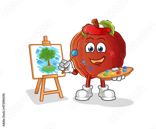 rotten apple artist mascot. cartoon vector