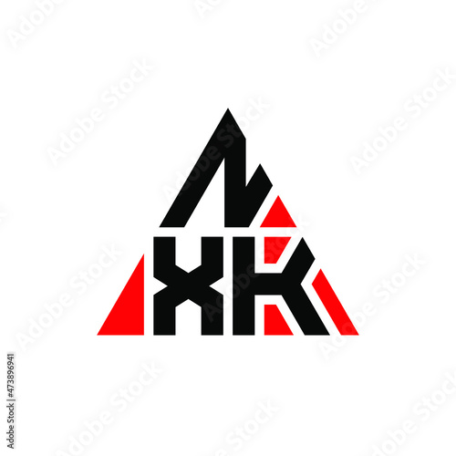 NXK triangle letter logo design with triangle shape. NXK triangle logo design monogram. NXK triangle vector logo template with red color. NXK triangular logo Simple, Elegant, and Luxurious Logo... photo