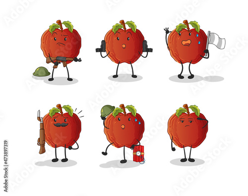 rotten apple troops character. cartoon mascot vector