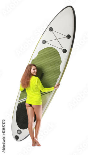 Sporty young woman with boa...