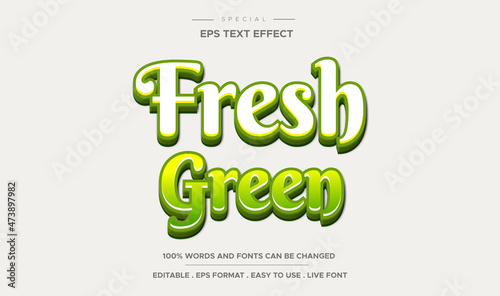 editable 3d fresh green text effect