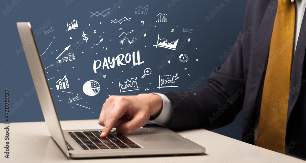 Businessman working on laptop, business concept Businessman working on laptop, business concept