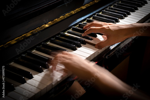 Hands Playing Piano Close-up Shot