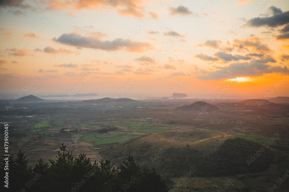 sunrise in the mountains. jeju