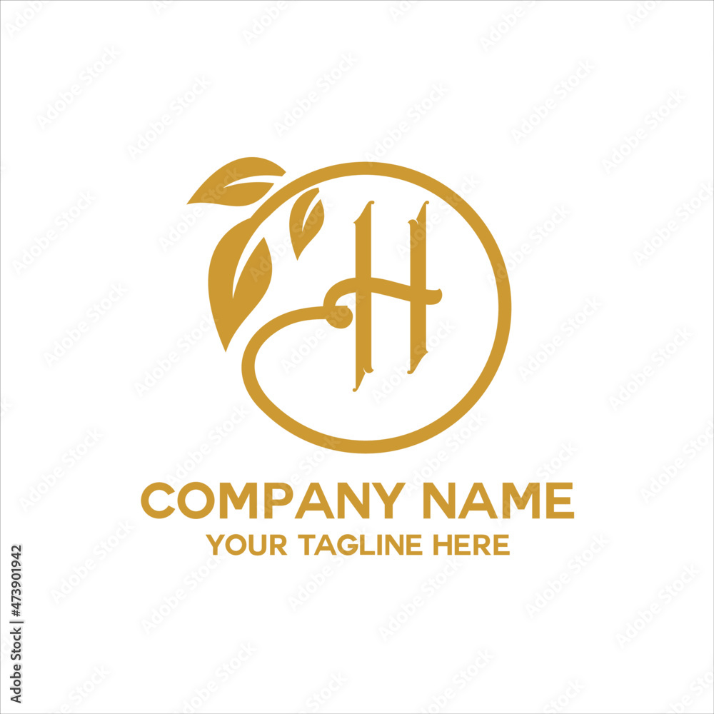 Obraz premium letter H with leaf decoration 