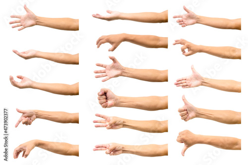 Set of man hand isolated on white background.Many Hands Concept.