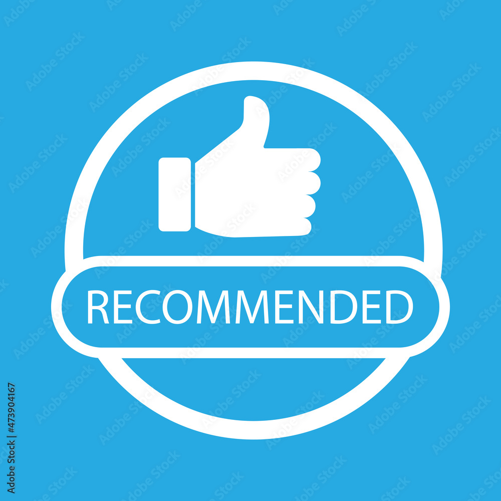 Best offer emblem. Blue sign. Finger up icon. Recommended symbol. Marketing concept. Vector illustration. Stock image. Best offer emblem. Blue sign. Finger up icon. Recommended symbol. Marketing concept. Vector illustration. Stock image.