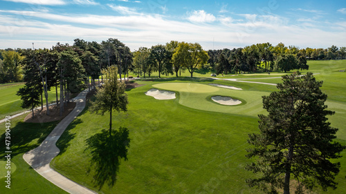 Aerial photos of a golf course in Omaha Nebraska.