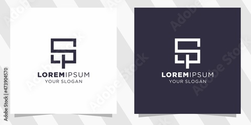letter sp logo with minimal design