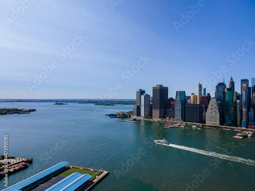 Panoramic skyline of upper Manhattan at s across Hudson River from New York New USA