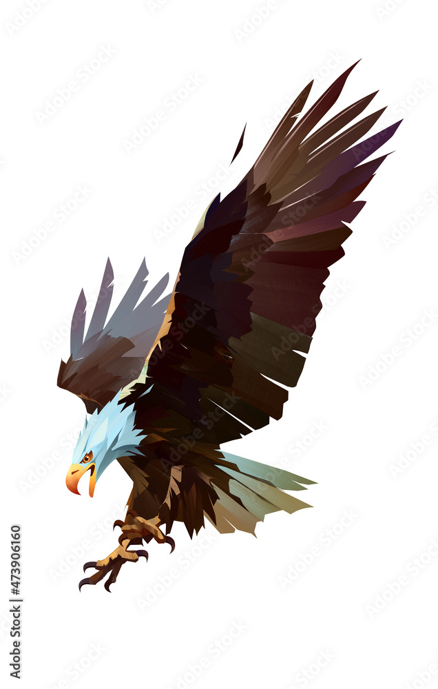 Obraz premium painted on a white background bright colored bird eagle