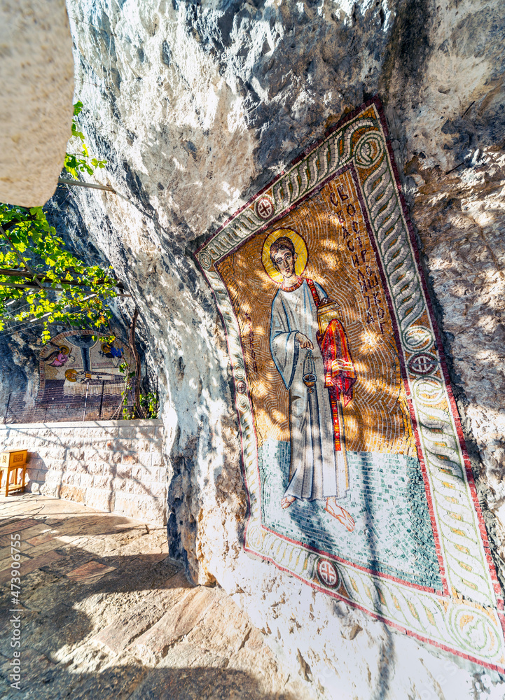 Ostrog Monastery,cave art, balcony and viewpoint,Montenegro,Eastern Europe.
