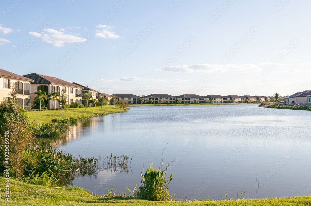 Pond in luxury golf community, South Florida