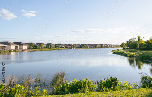 Pond in luxury golf community, South Florida