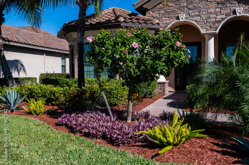 Nice landscaping at an upscale golf community in Bonita Springs, Florida