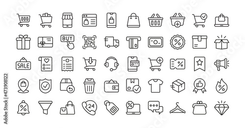Online shopping icon set. Vector graphic illustration.