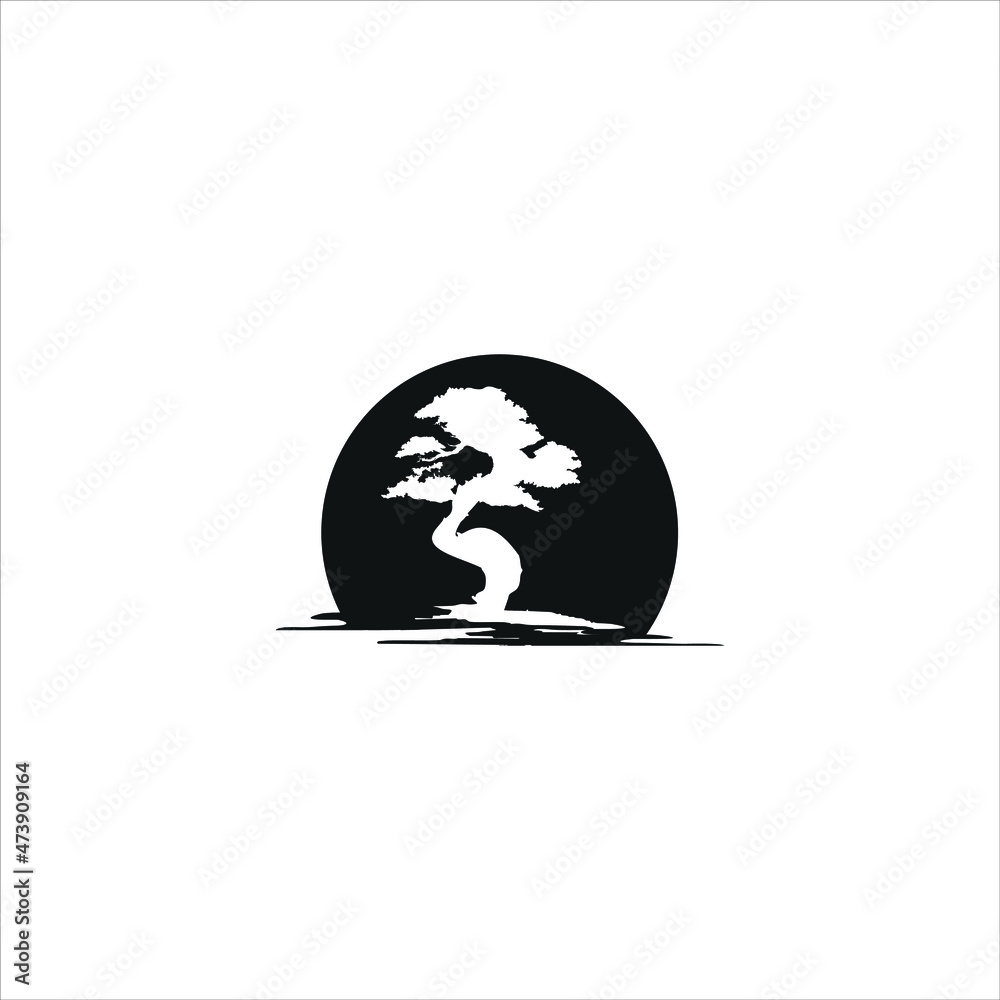 Simple Black Tree Silhouette In Circle Frame Minimalist Nature Vector Element Simple Black Tree Silhouette In Circle Frame Minimalist Nature Vector Element