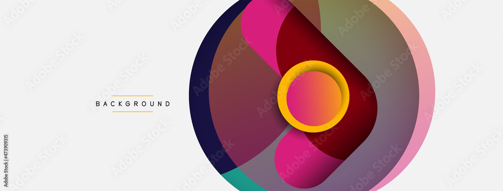 Fototapeta premium Vector round shapes circles minimal geometric background. Vector illustration for wallpaper banner background or landing page