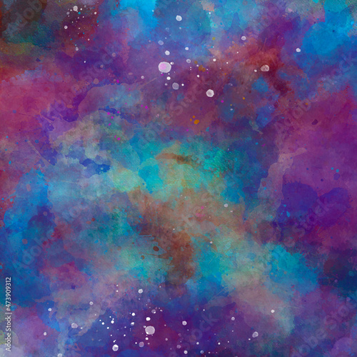 Hand drawn realistic abstract watercolor painting grunge texture. Bright watercolor abstract background for your design. abstract night sky space watercolor background with stars. 