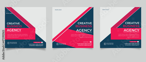 Business conference meeting social media post banner design template	
