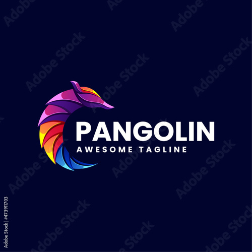 Vector Logo Illustration Pangolin Gradient Colorful Style.