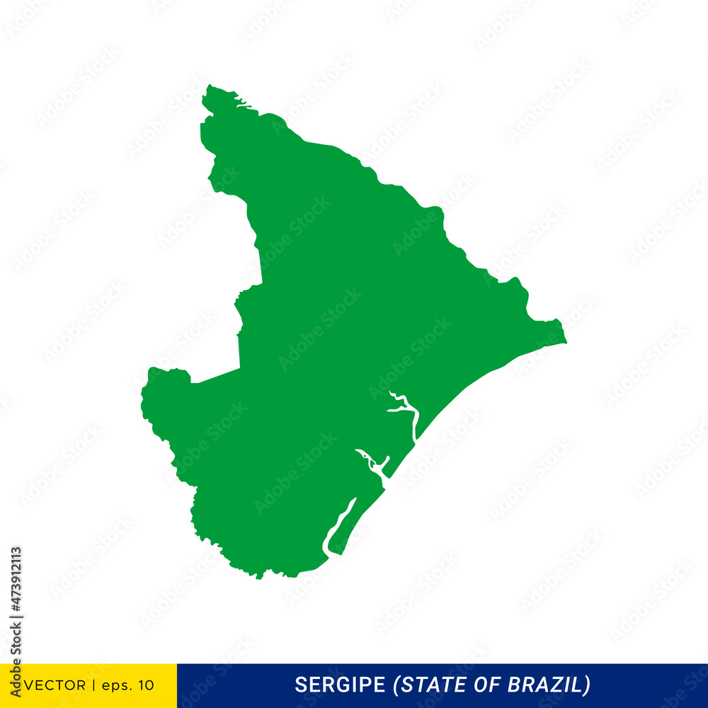 Detailed Map of Sergipe - State of Brazil Vector Illustration Design Template