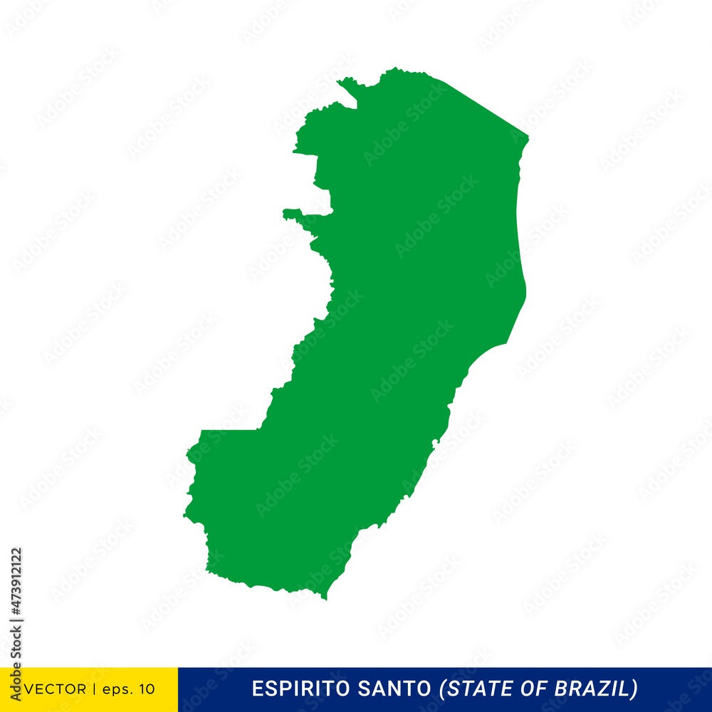 Detailed Map of Espirito Santo - State of Brazil Vector Illustration Design Template