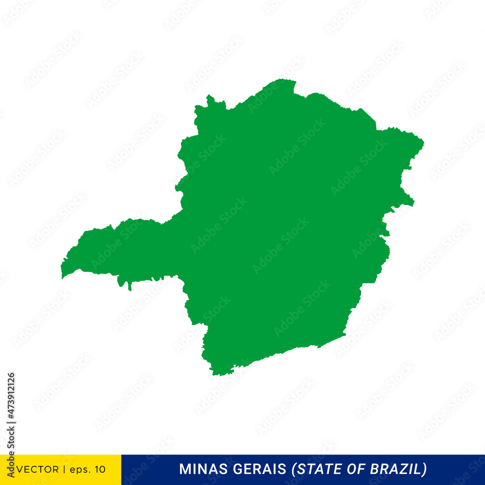 Detailed Map of Minas Gerais - State of Brazil Vector Illustration Design Template