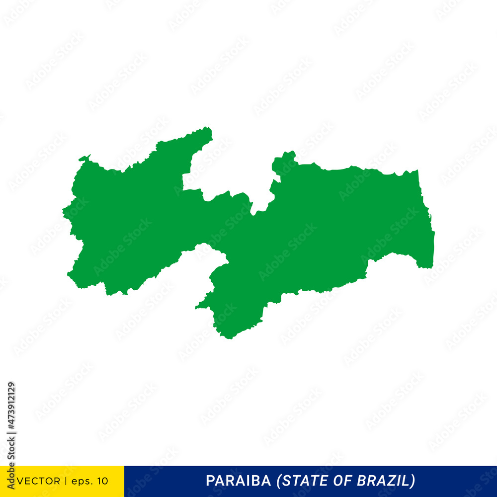Detailed Map of Paraiba - State of Brazil Vector Illustration Design Template