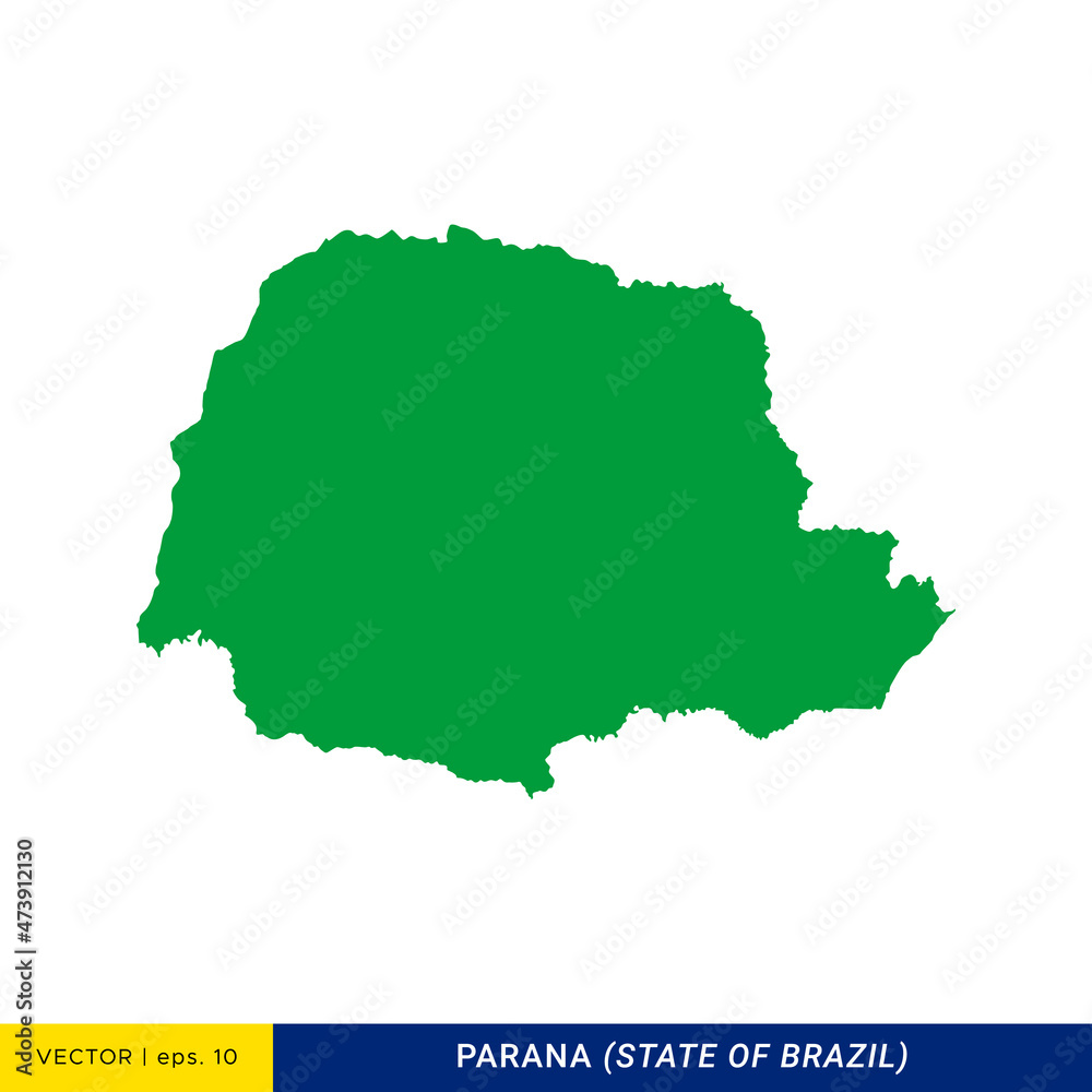Detailed Map of Parana - State of Brazil Vector Illustration Design Template