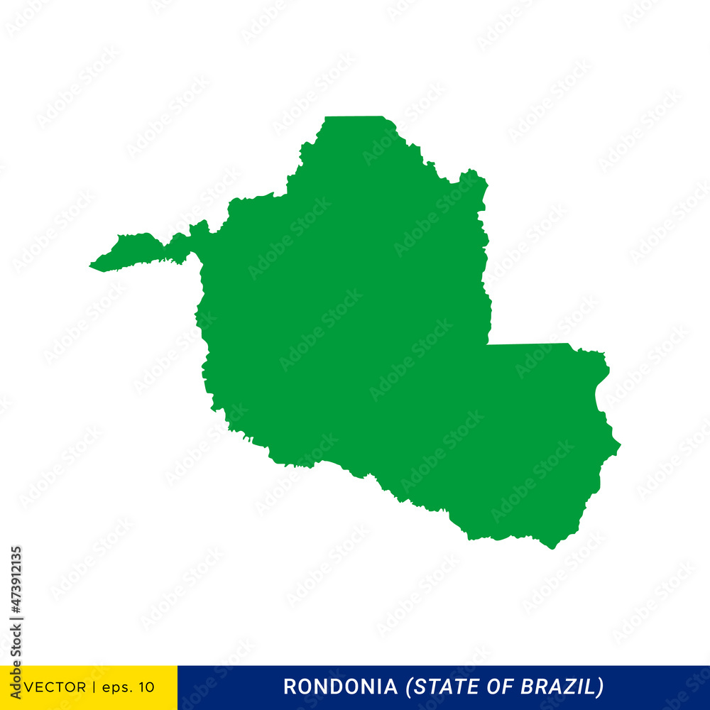 Detailed Map of Rondonia - State of Brazil Vector Illustration Design Template