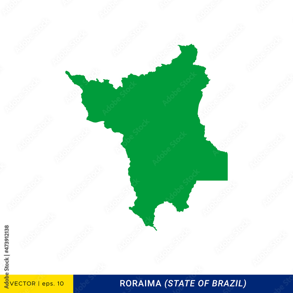 Detailed Map of Roraima - State of Brazil Vector Illustration Design Template