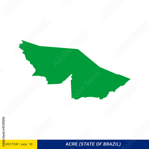 Detailed Map of Acre - State of Brazil Vector Illustration Design Template