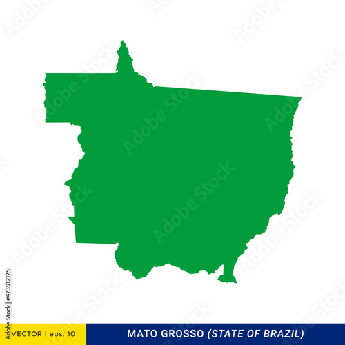 Detailed Map of Mato Grosso - State of Brazil Vector Illustration Design Template