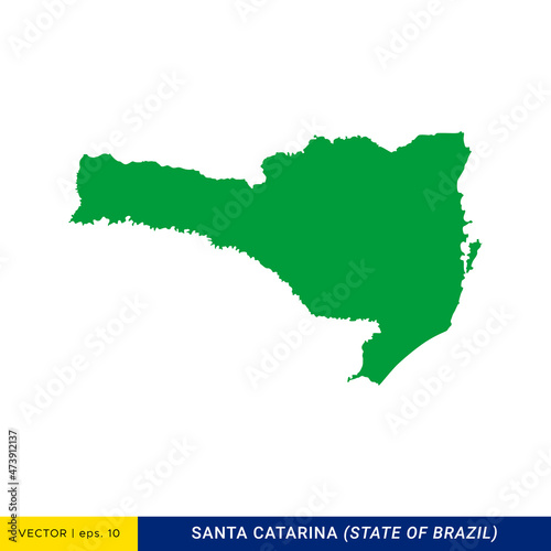 Detailed Map of Santa Catarina - State of Brazil Vector Illustration Design Template