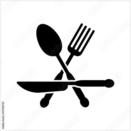 Spoon, knife, fork icon isolated. Stencil vector stock illustration. Table setting. EPS 10 photo
