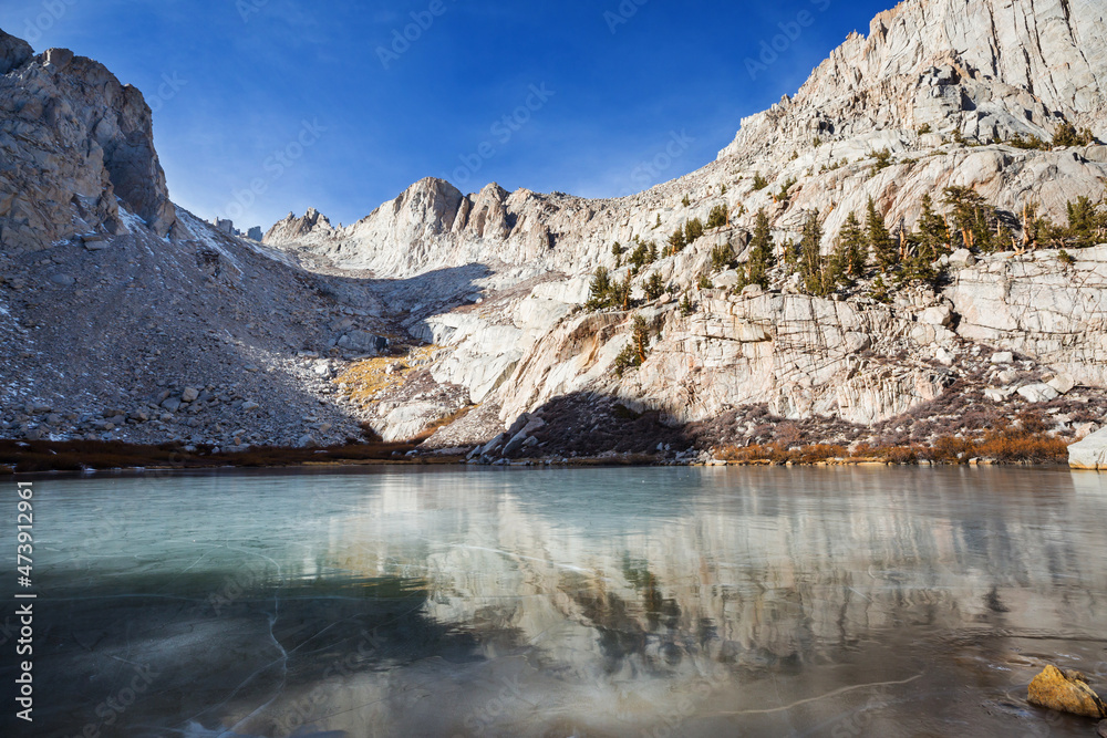 Frozen lake in Sierra Nevada