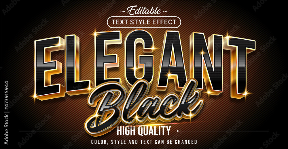 Editable text style effect - Elegant Black text style theme.