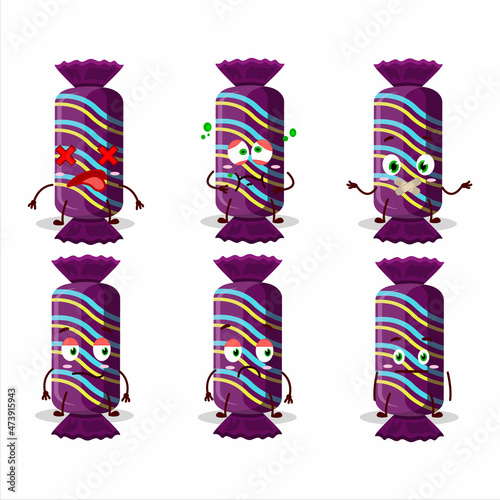 Purple long candy package cartoon character with nope expression