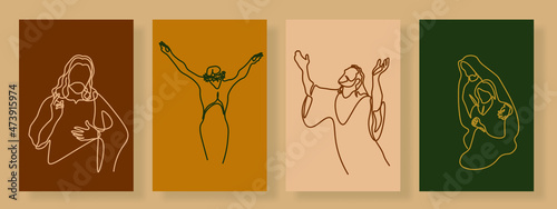 Continuous line drawing of Jesus Christ vector illustration Bible words