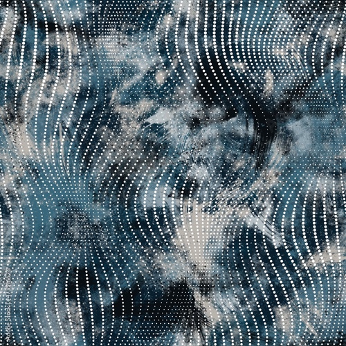 Seamless navy blue and white abstract grungy seamless surface pattern design for print. High quality illustration. Texture for background or textile or fabric or wallpaper or interior design.