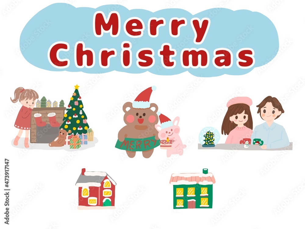 set of Christmas cartoon poster set of Christmas cartoon poster
