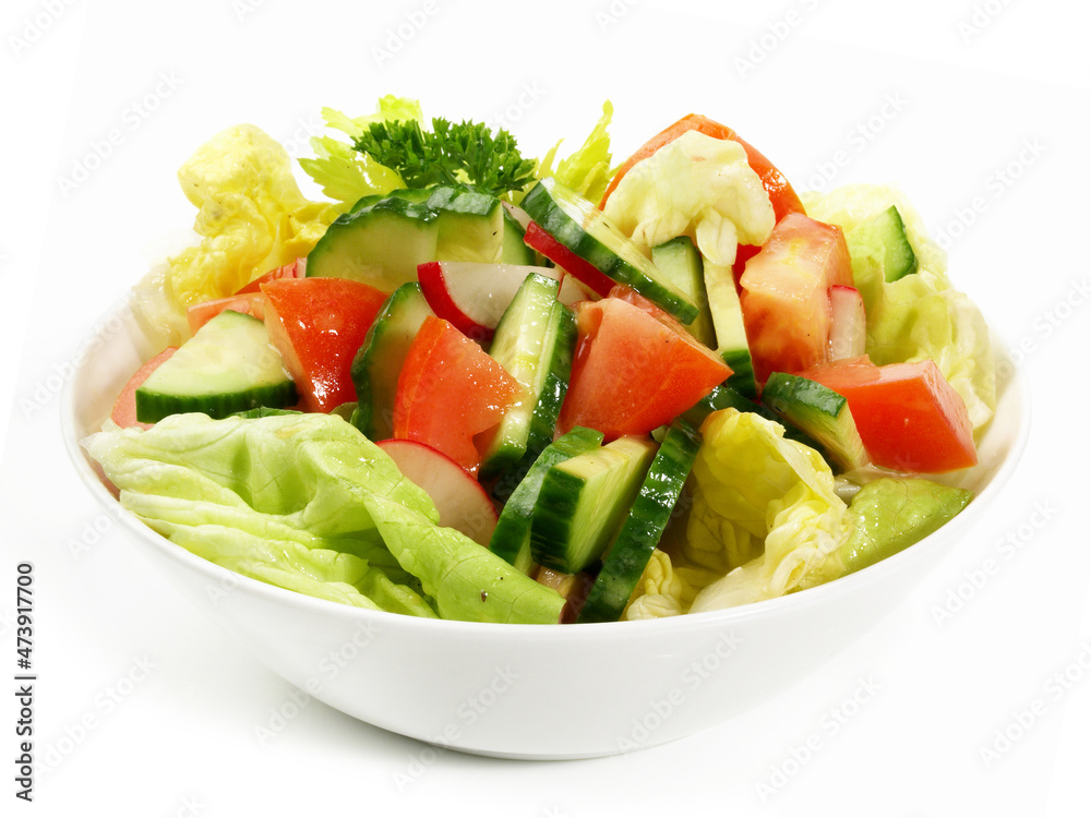 Mixed Salad in a small Bowl isolated on white Background