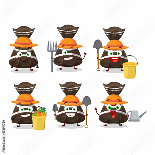 Farmer chocolate candy wrappers cute mascot character with fork