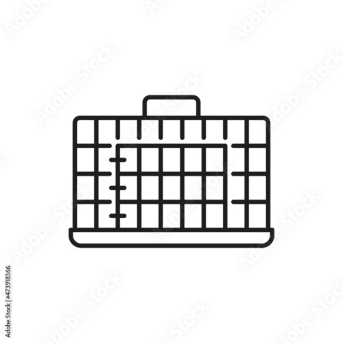 Metal cage to carry domestic animals isolated container for cats and dogs thin line icon. Vector case for mouses and rodents, birds, pets protection accessory, canine baggage transportation cage