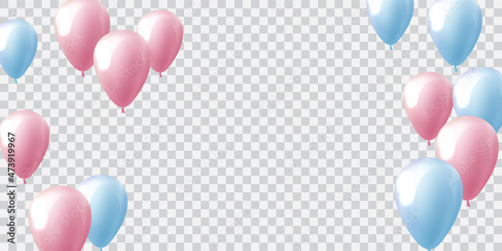 balloons pink celebration frame background. event and holiday poster.