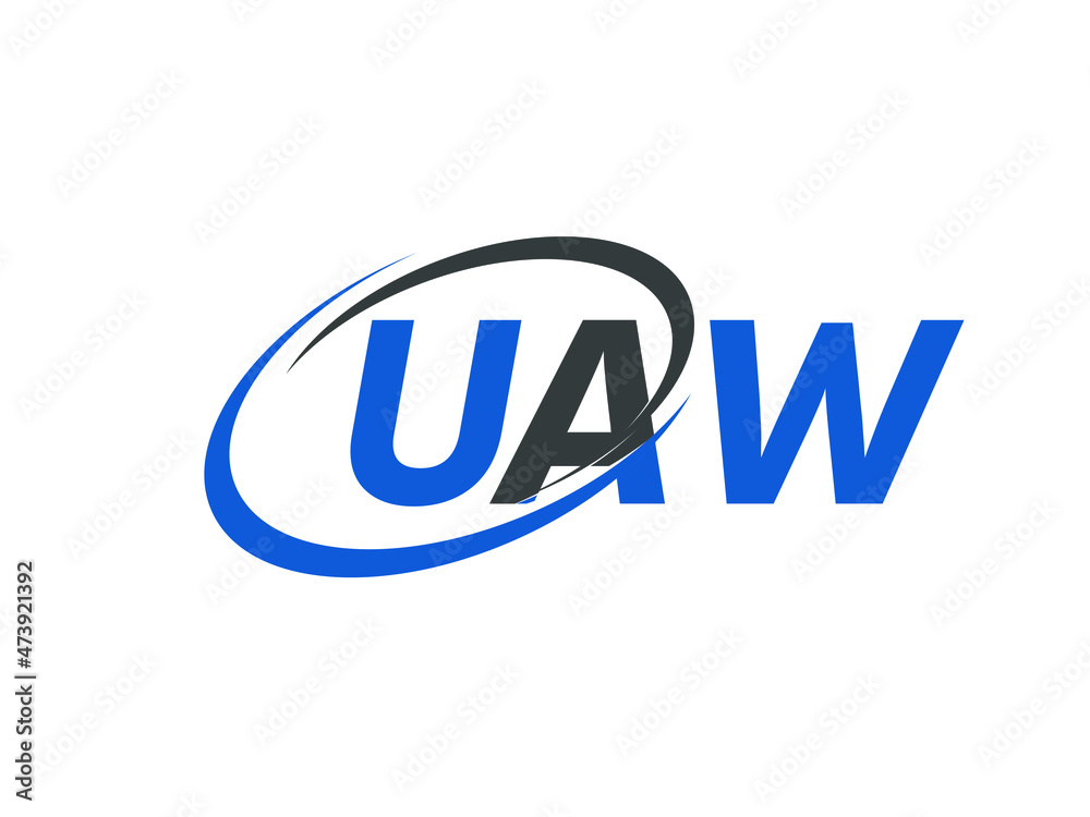 UAW letter creative modern elegant swoosh logo design UAW letter creative modern elegant swoosh logo design